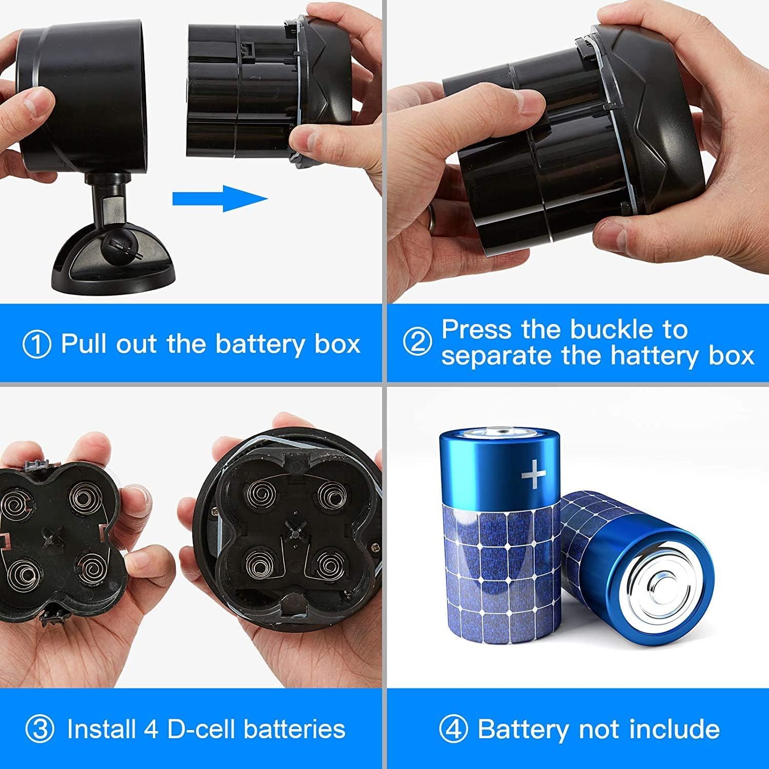 Outdoor Motion Sensor Light Battery Operated, IP65 Waterproof Ultra Bright Motion Sensor Outdoor Lights Head Adjustable with 8W 600 Lumen 6000K 4LEDs for Garage Yard Porch and Patio (1 Pack)